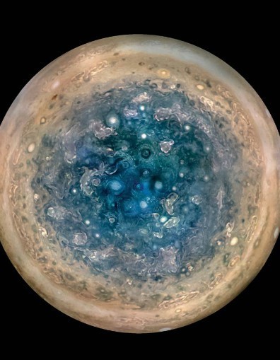Polul sud al lui Jupiter fotografiat de sonda „Juno“ de la NASA