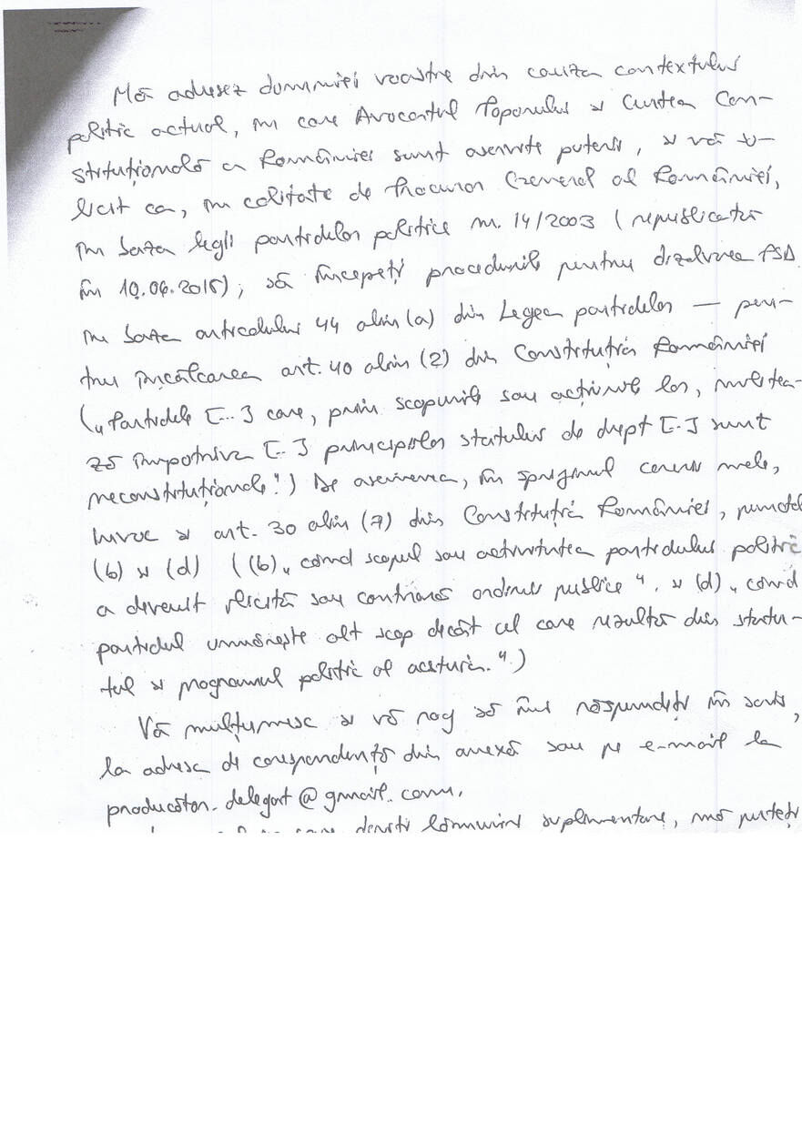 Scrisoarea adresată de Monica Constantin lui Augustin Lazăr, pagina 2 (Epoch Times)