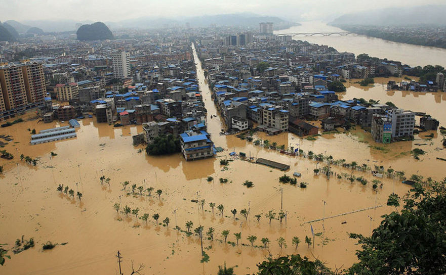 Inundaţii masive în Rongshui, China, 2 iulie 2017.