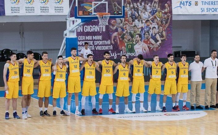 Selecţionata de baschet masculin Under-20 a României.