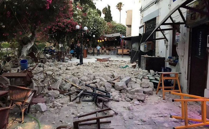 Pagube produse de un cutremur pe insula elenă Kos, 21 iulie 2017.