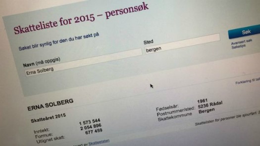 Veniturile primului ministru norvegian, Erna Solberg, pot fi consultate online de către toţi cetăţenii Norvegiei