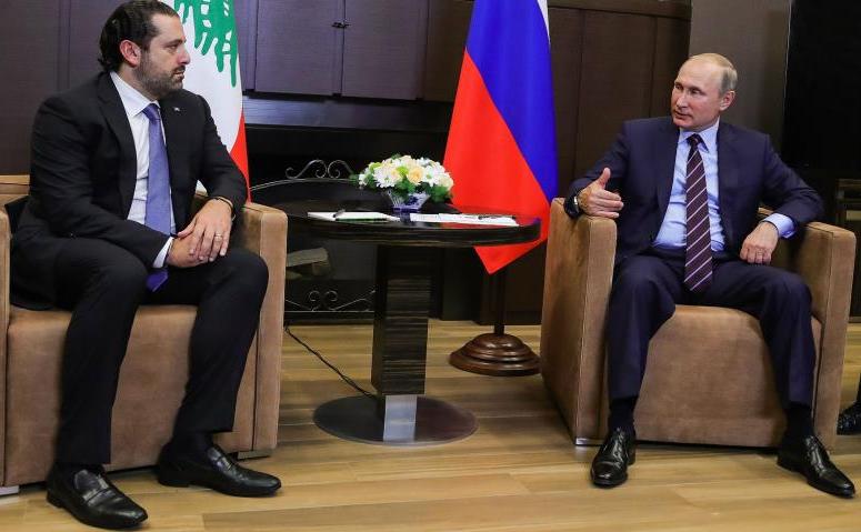 Preşedintele rus Vladimir Putin (dr) se întâlneşte cu premierul libanez Saad Hariri în Soci, Rusia, 13 septembrie 2017.