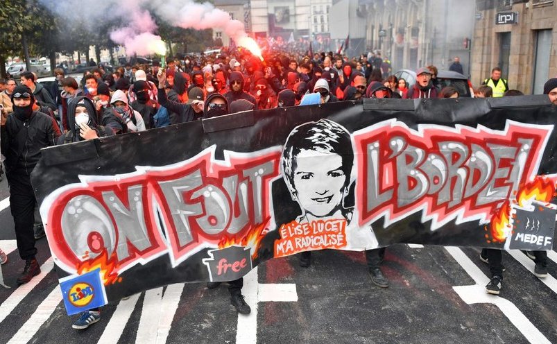 Demonstraţii ale sindicaliştilor în Franţa, împotriva lui Emmanuel Macron, 10 octombrie 2017
