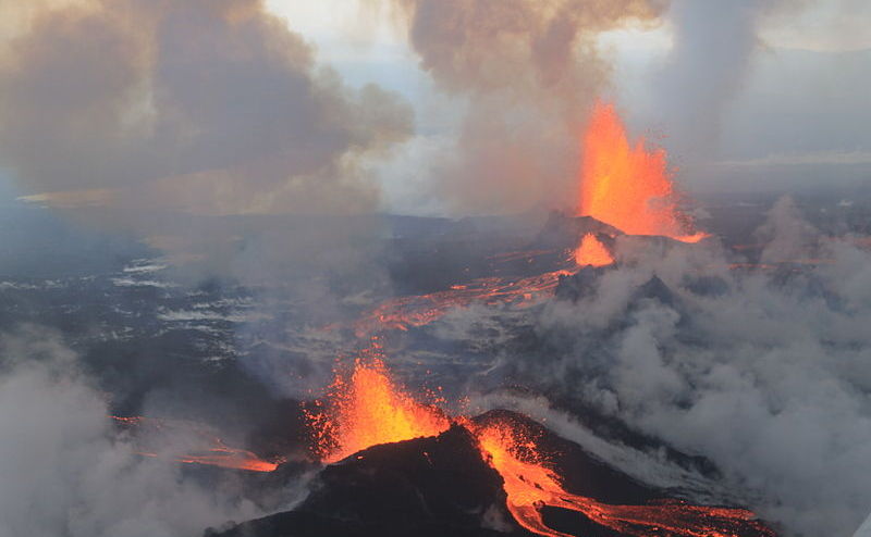 Ultima erupţie a celui mai mare vulcan din Islanda, Bardarbunga, la 4 septembrie 2014 (Peter Hartree / Wikipedia)