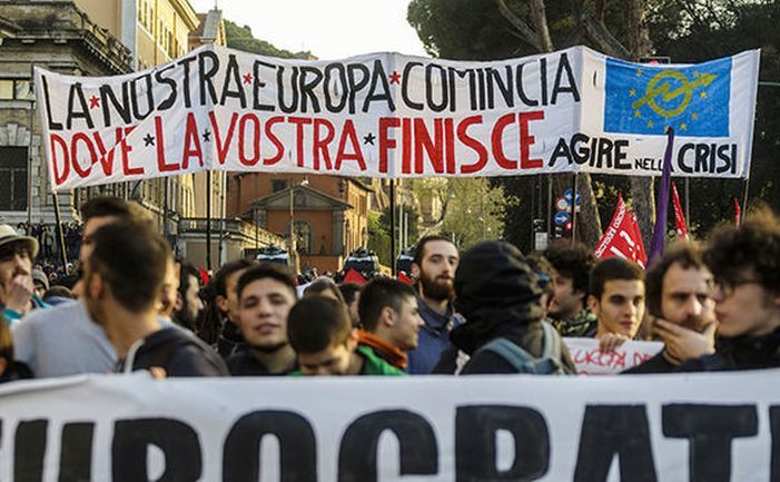 Protest anti-UE în Roma, Italia, 11 noiembrie 2017.
