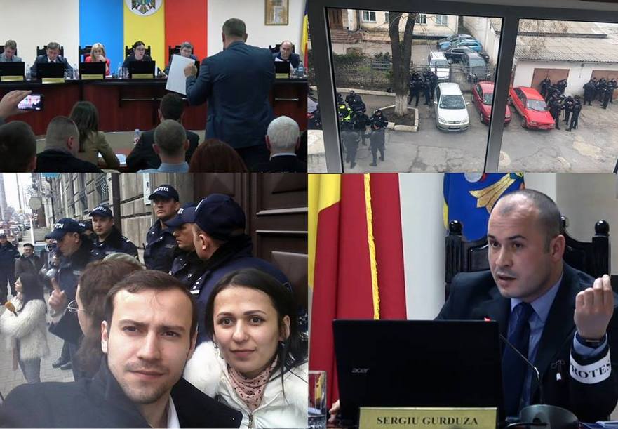 Sediul CEC asediat de poliţişti în timpul şedinţei din 12.03.2018 (facebook.com)