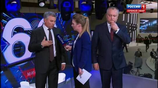 Igord Dodon, în cadrul unei emisiuni tv ruseşti (facebook.com/vasile munteanu)