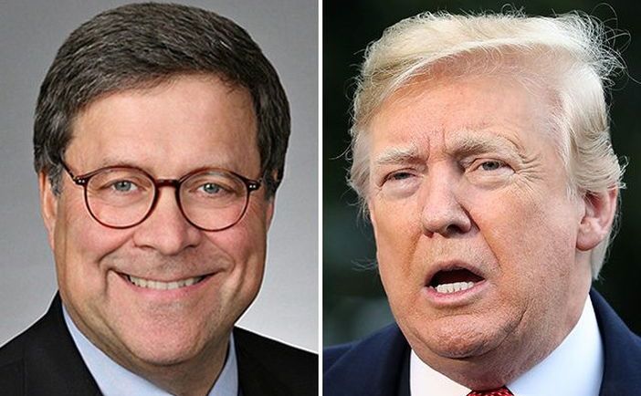 Fostul procuror general american William Barr (st) şi preşedintele Donald Trump (Mark Wilson/Getty Images)