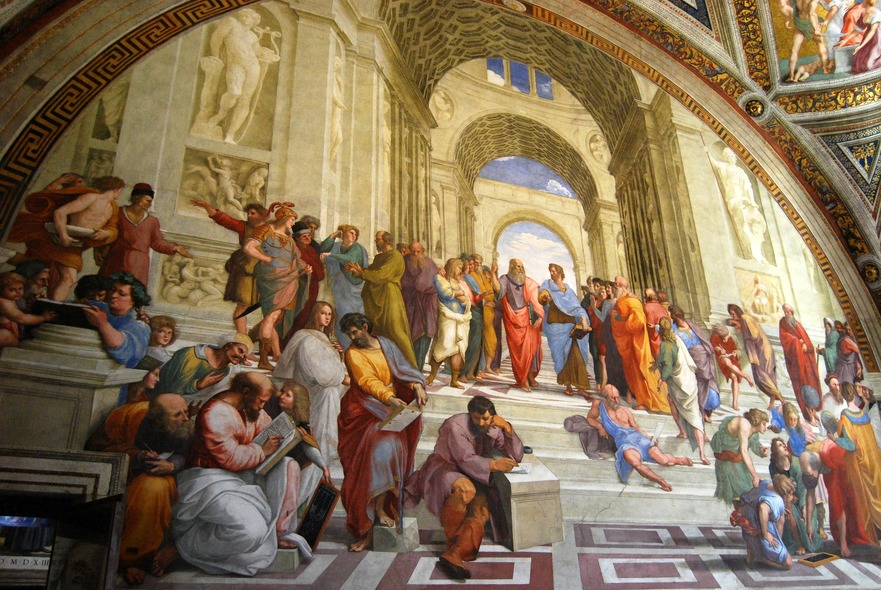 "Scoala de arta din Atena" - fresca realizata de Rafaelo, in Muzeul Vatican.