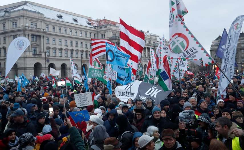 Protest împotriva “legii sclaviei” adoptată de guvernul premierului ungar Viktor Orban