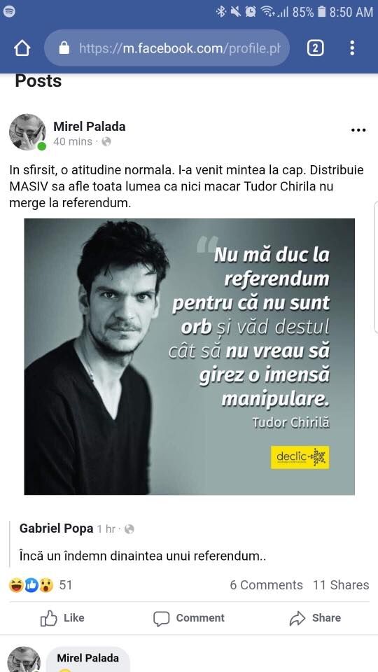 (Facebook, Tudor Chirilă)