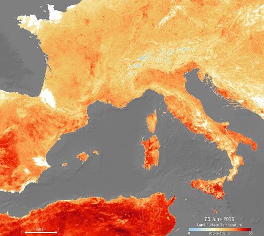 Temperaturile din Europa în luna iunie (ESA)