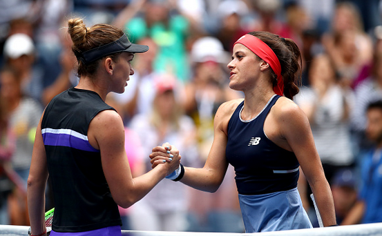 Simona Halep (4 WTA) şi americanca Nicole Gibbs (135 WTA) la US Open. (Getty Images)