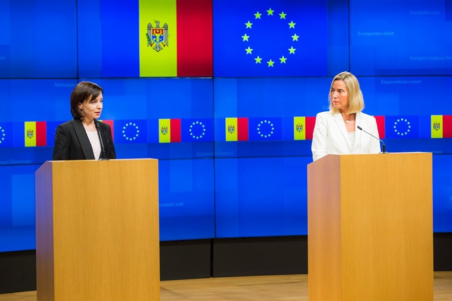 Maia Sandu şi Federica Mogherini în cadrul conferinţei de presă, 30.09.2019