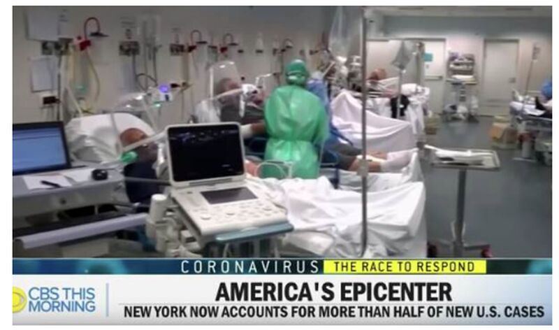 Material difuzat de CBS despre un presupus spital din New York (Captură Youtube)