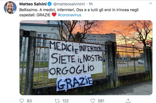  (captură pagina Twitter Matteo Salvini)
