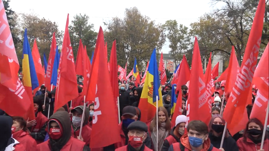 Protest al socialiştilor în centrul Chişinăului (Captură Foto)
