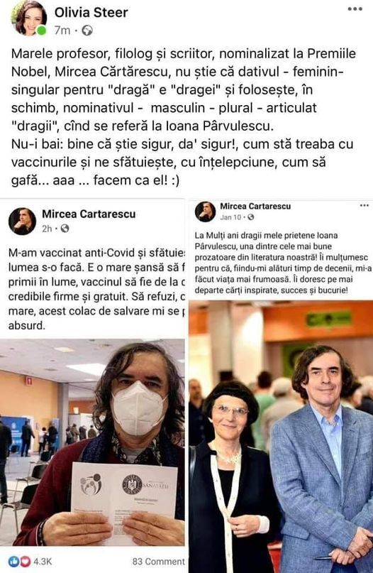 . (Facebook - Mircea Cărtărescu)