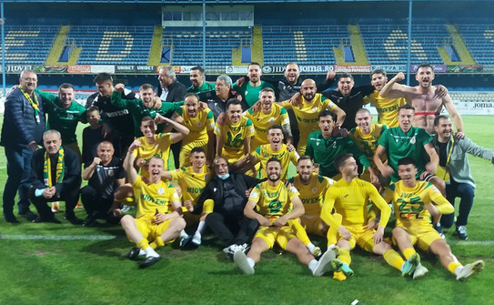 CS Mioveni a promovat în Liga I, după barajul cu FC Hermannstadt. (CS Mioveni/facebook)