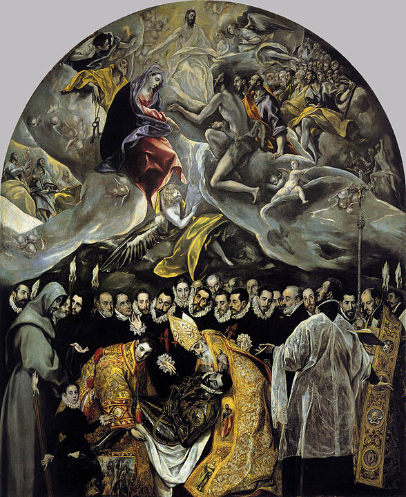 „Înmormântarea contelui de Orgaz”, pictură în ulei pe pânză, El Greco, 1586-1588. (wikipedia.org)