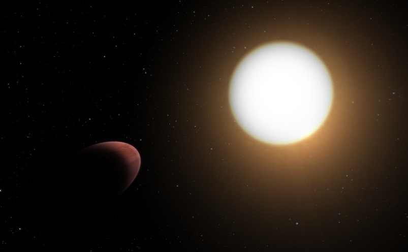 Reprezentare artistică a planetei WASP-103b şi a stelei gazdă