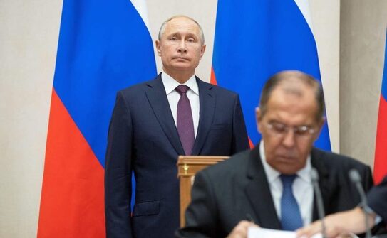 Vladimir Putin împreună cu Serghei Lavrov, arhivă, 2018 (Pavel Golovkin/Pool/AFP via Getty Images)