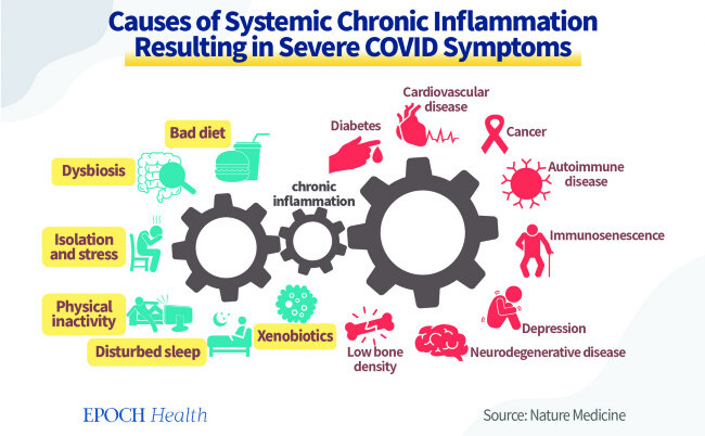 Cauzele inflamaţiei cronice sistemice care determină simptome severe de COVID. (The Epoch Times)