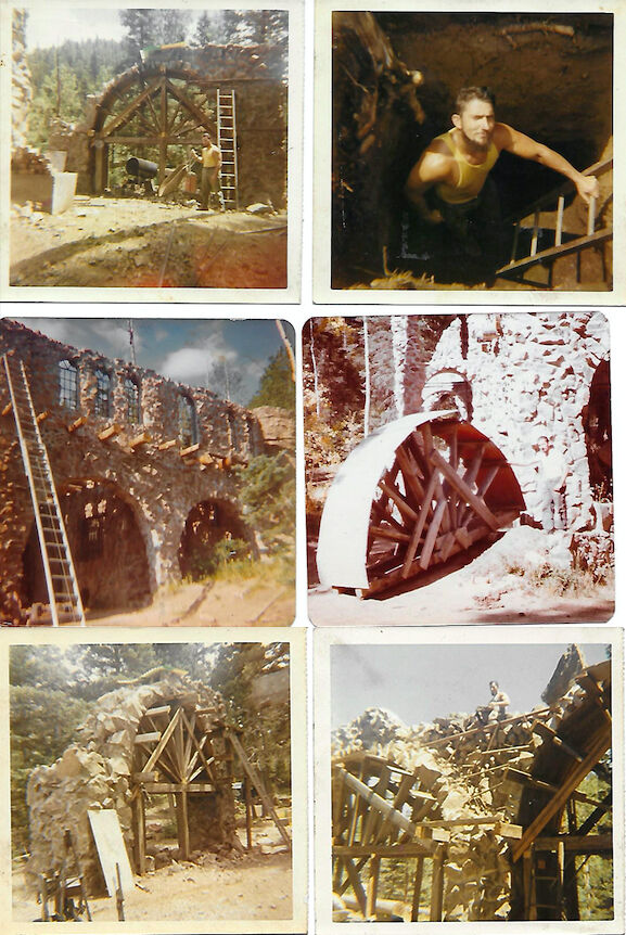 Jim Bishop şi Castelul Bishop în diferite stadii ale construcţiei sale timpurii. (Prin amabilitatea Bishop Castle)