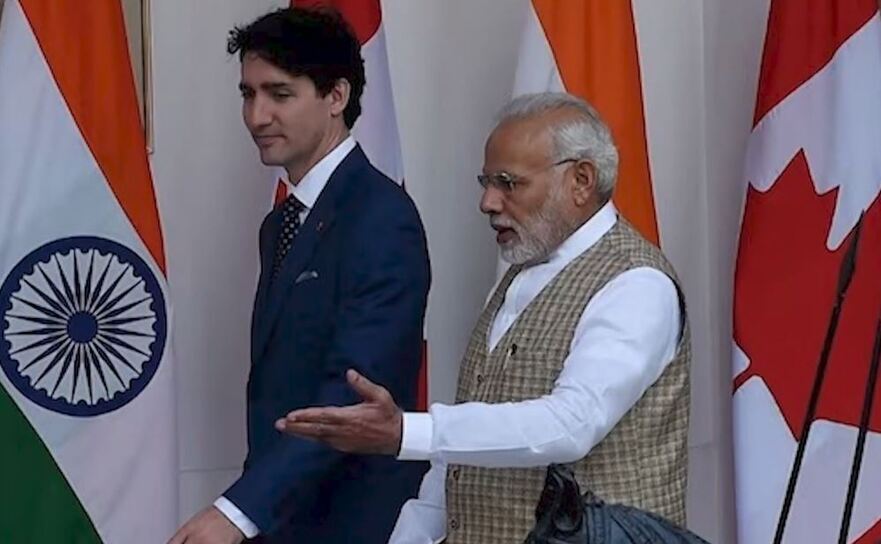 Premierul Indiei, Narendra Modi(dr) şi omologul său canadian, Justin Trudeau