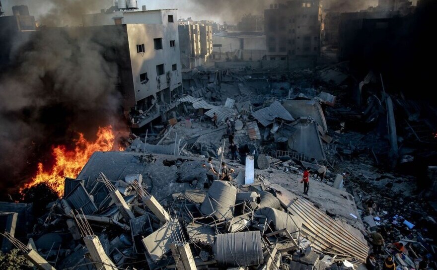 Fâşia Gaza după un bombardament isrraelian, 26 octombrie 2023