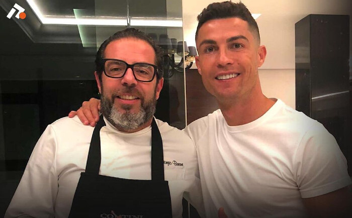 Cristiano Ronaldo împreună cu bucătarul italian                   Giorgio Barone