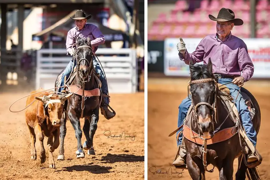 Dl Holder leagă un taur la un eveniment de rodeo în Outback Queensland vara trecută. 