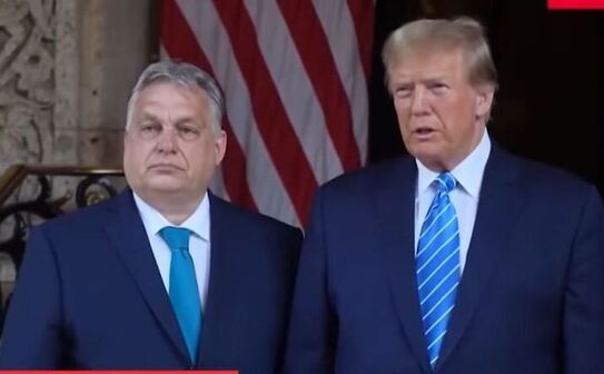 Premierul ungar Viktor Orban (st) s-a întâlnit cu fostul preşedinte SUA Donald Trump (Youtube - screenshot)