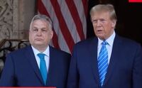 Premierul ungar Viktor Orban (st) s-a întâlnit cu fostul preşedinte SUA Donald Trump (Youtube - screenshot)