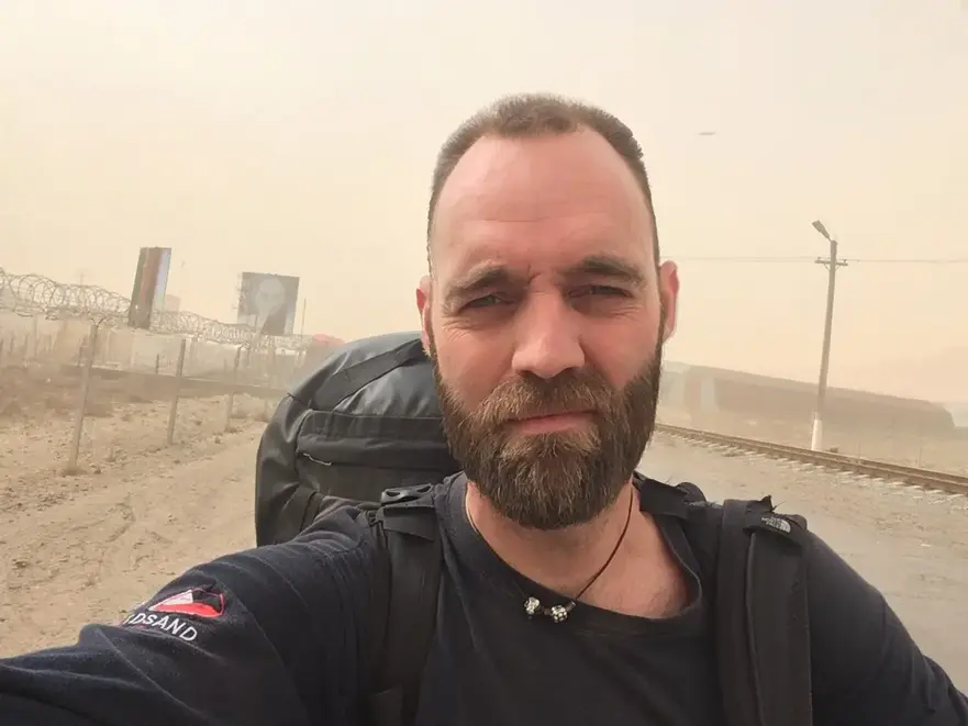 Domnul Pedersen la graniţa dintre Afganistan şi Turkmenistan în 2018. (Prin amabilitatea lui Thor Pedersen)