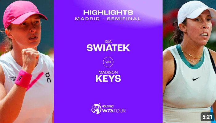 Iga Swiatek vs Madison Keys (screenshot via Youtube)