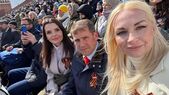 Evghenia Guţul, Ilan Şor şi Marina Tauger, la parada de 9 mai de la Moscova (facebook.com / Marina Tauber)