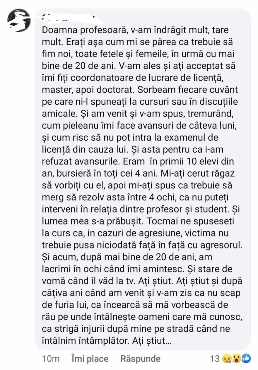 Fostă studentă la SNSPA