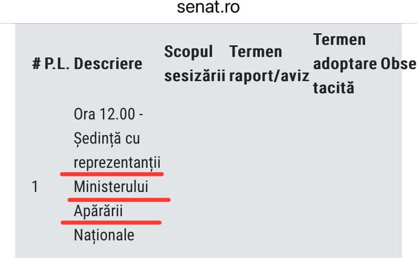 Anunţul schimbat pe site-ul Senatului privind invitaţii la şedinţa de la ora 12 (Facebook - Cristi Berea)