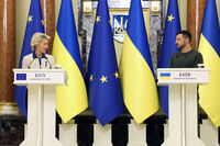Ursula vonder Leyen, Volodimir Zelenski la Kiev, 20 septembrie 2024 (AFP via Getty Images)