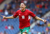 Abdelaziz Barrada din Maroc într-un meci  al Grupei D a Jocurilor Olimpice de la Londra, 26 iulie 2012 (Getty Images)