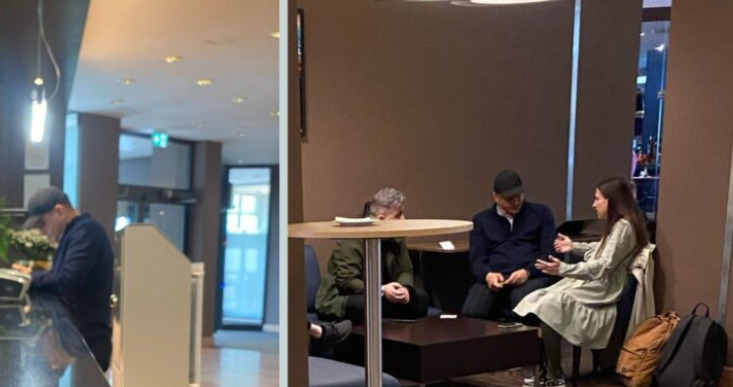 George Simon în holul hotelului Radisson Sobieski (Ziarul de Iasi)
