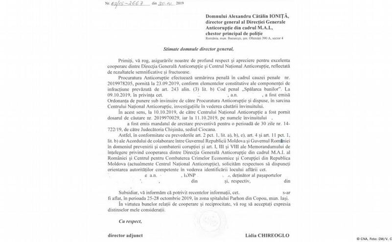 Solicitarea R. Moldova către România, în privinţa lui Plahotniuc (facebook.com / Vitalie Călugăreanu)