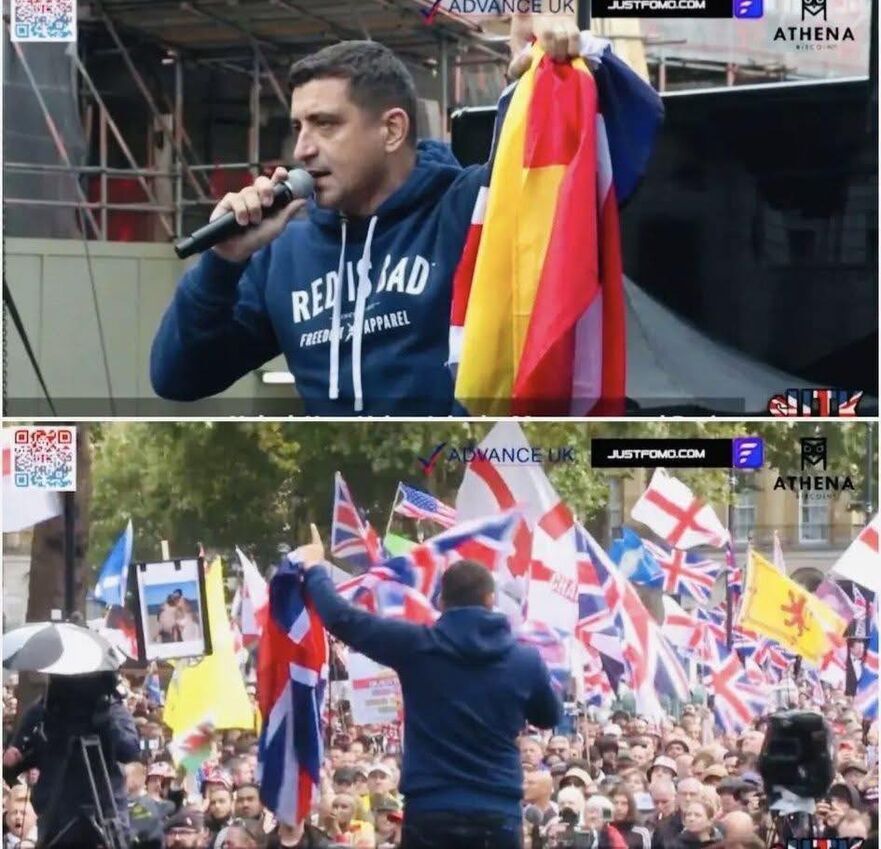 George Simion la mitingul din Londra (Mihai Razvan Moraru / Facebook)