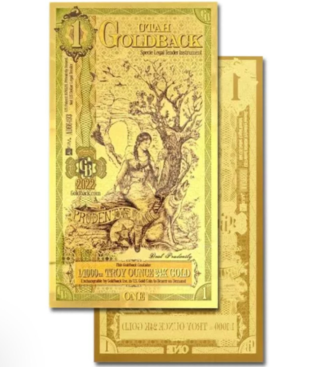 Utah a fost primul stat care a avut propriile bancnote Goldbacks. (herobullion.com)