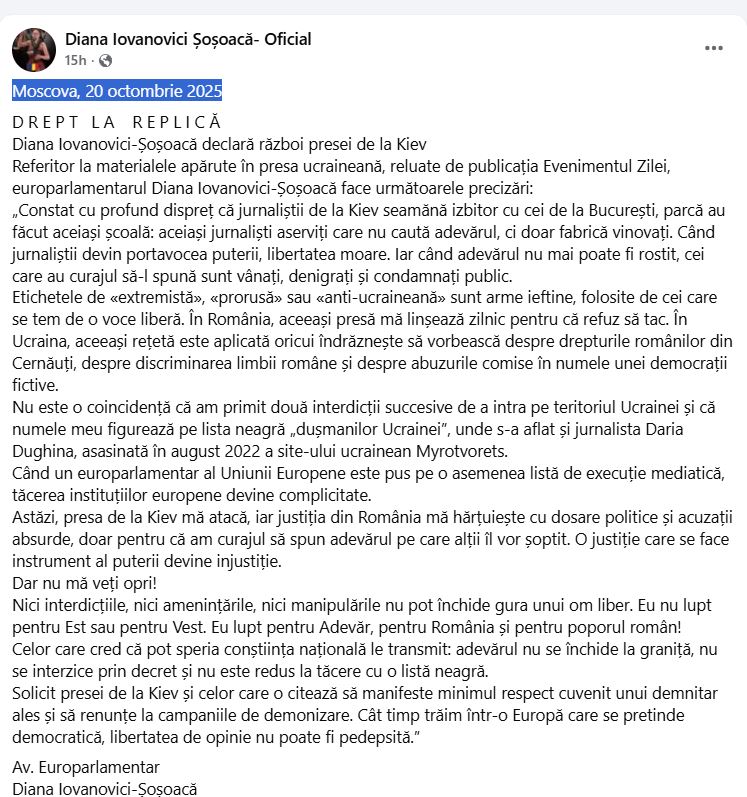 Postare Sosoaca
