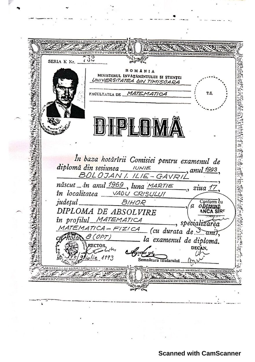 Diploma premierului Ilie Bolojan, de absolvire a facultăţii (Facebook - Ilie Bolojan)