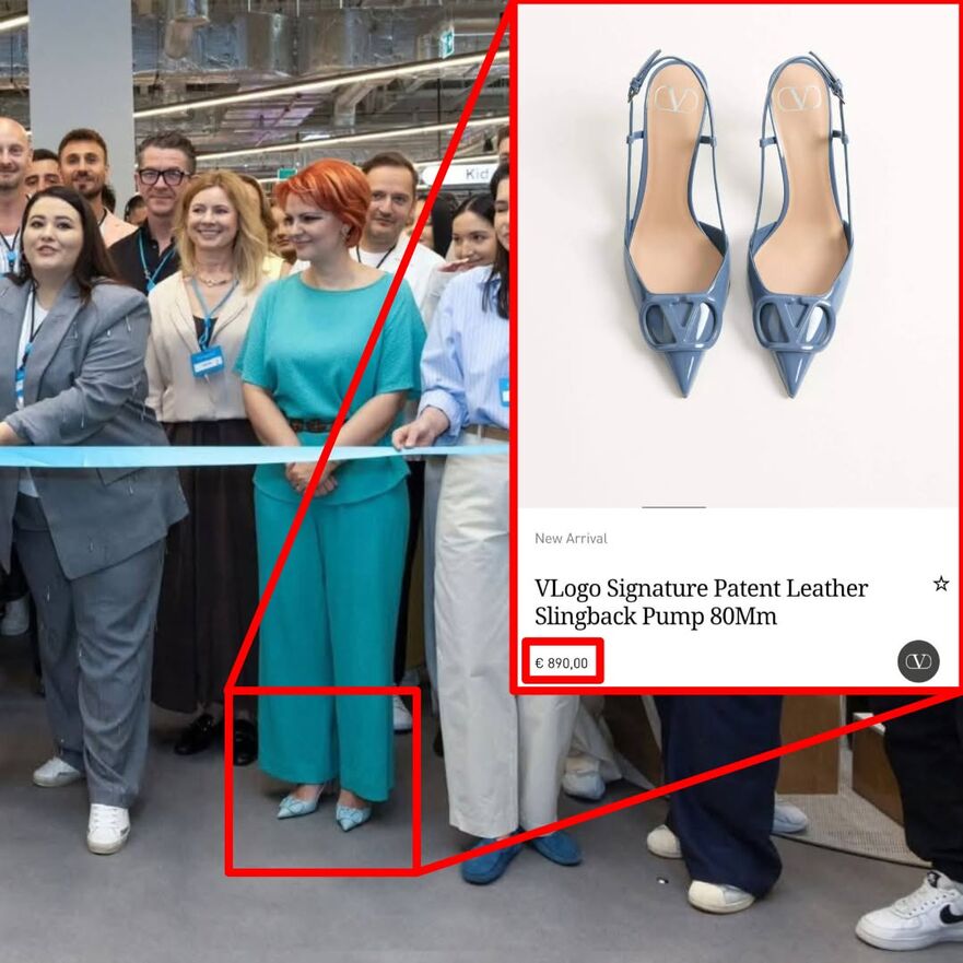 Olguţa Vasilescu în pantofi de 890 de euro (Foto Facebook Cezar Drăgoescu)