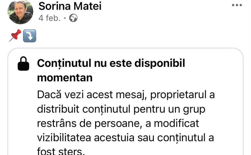 Sorina Matei (Captură Facebook Mihai Razvan Moraru)